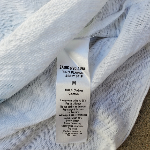 Zadig & Voltaire Tino Flamme Feather Graphic Tee M Cute Versatile Top EUC - Picture 7 of 7